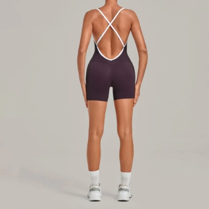 Sleeveless Fitness Yoga Jumpsuit Belly One-piece Stylish and Comfortable Fitness Wear FGB3369