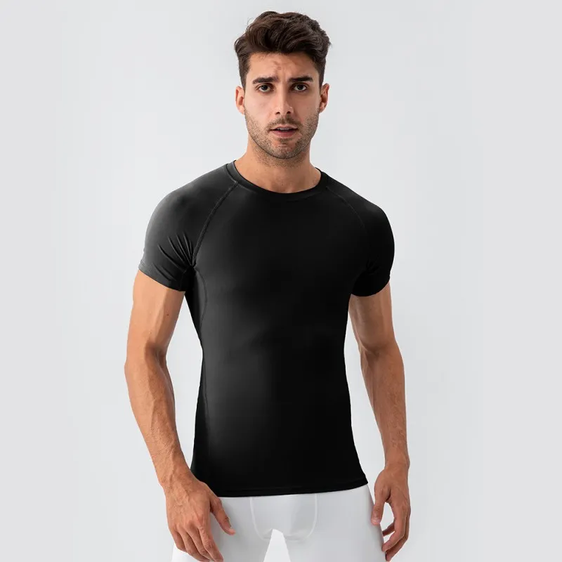 Wholesale Men's Nylon Spandex Gym T Shirt Quick Dry Athletic Muscle Fit Training Sports EFGBYEL-31227