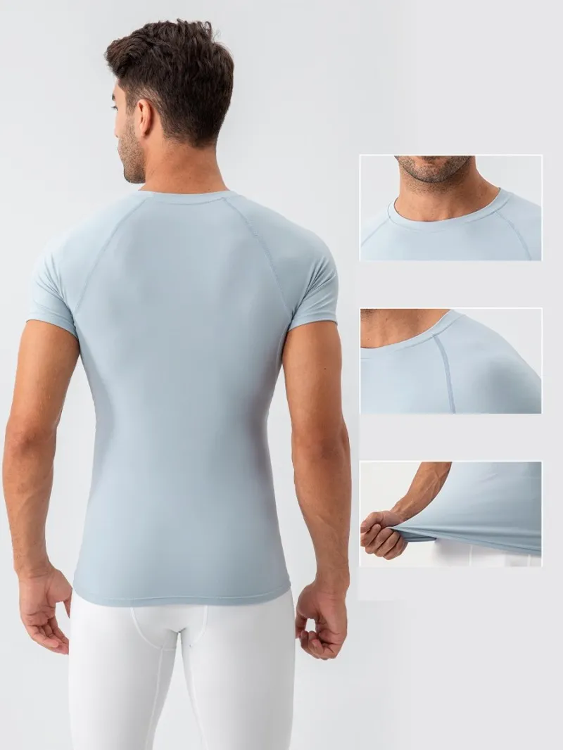 Wholesale Men's Nylon Spandex Gym T Shirt Quick Dry Athletic Muscle Fit Training Sports EFGBYEL-31227