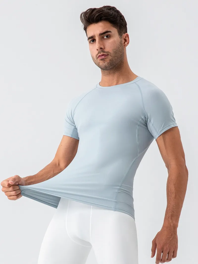 Wholesale Men's Nylon Spandex Gym T Shirt Quick Dry Athletic Muscle Fit Training Sports EFGBYEL-31227