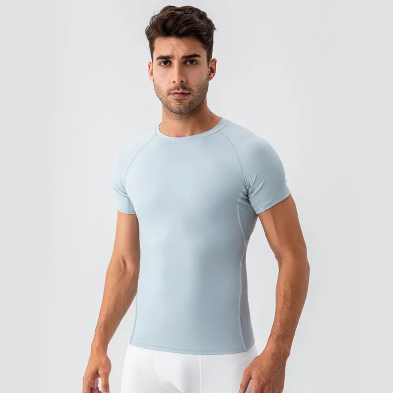 Wholesale Men's Nylon Spandex Gym T Shirt Quick Dry Athletic Muscle Fit Training Sports EFGBYEL-31227