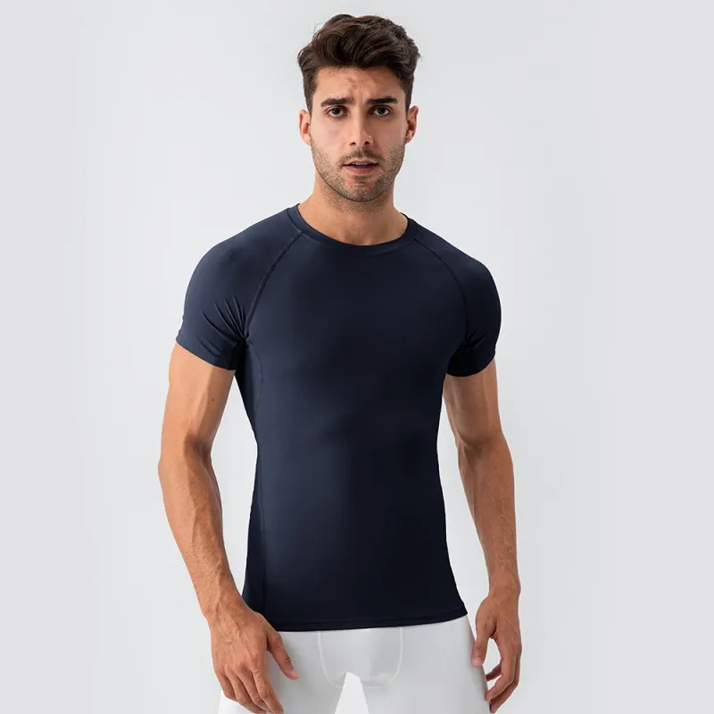 Wholesale Men's Nylon Spandex Gym T Shirt Quick Dry Athletic Muscle Fit Training Sports EFGBYEL-31227
