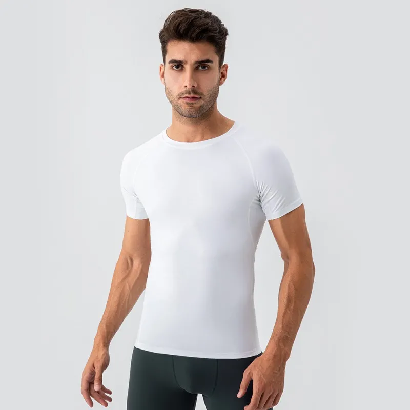 Wholesale Men's Nylon Spandex Gym T Shirt Quick Dry Athletic Muscle Fit Training Sports EFGBYEL-31227