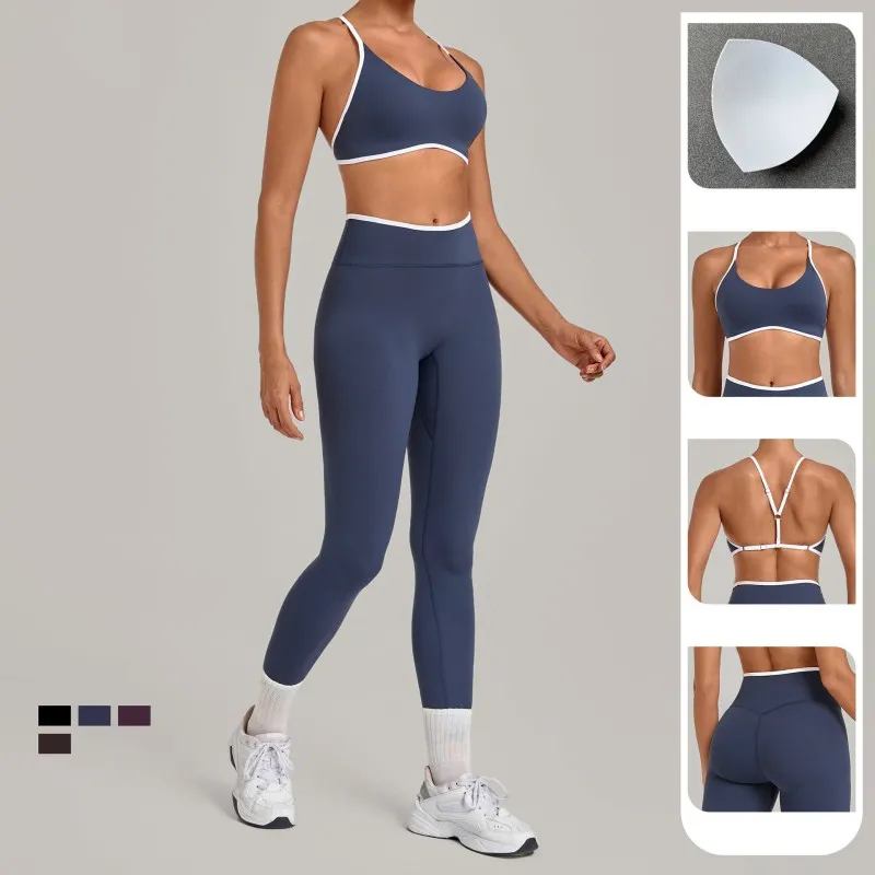 Women Sets Fitness Yoga Bra Leggings Stretch Breathable High Waist Workout Apparel FGB2552+8203