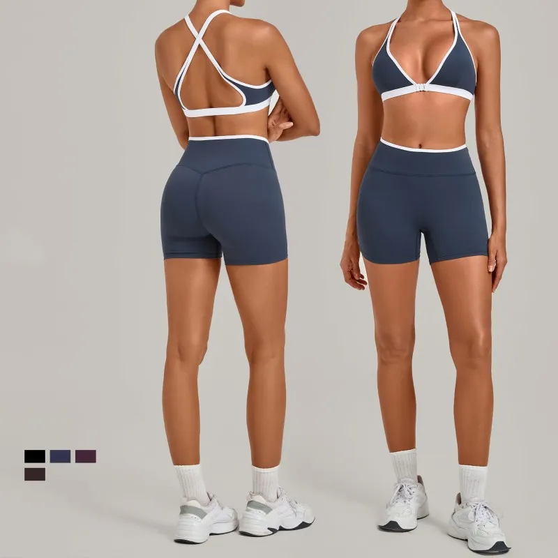 Women's Yoga Set Gym Shorts & Sport Bras Workout Breathable FGB9252+8102