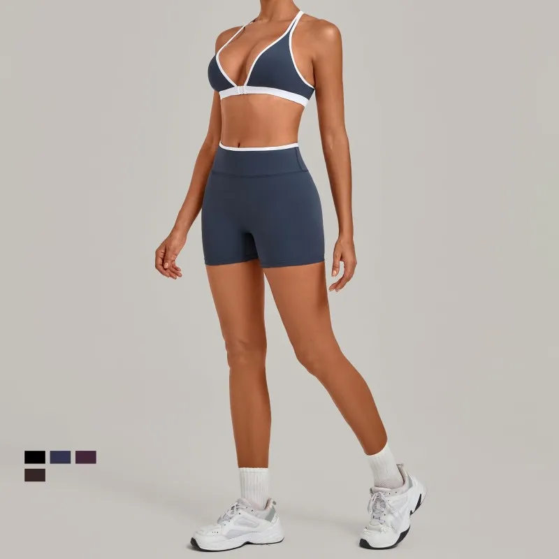 Women's Yoga Set Gym Shorts & Sport Bras Workout Breathable FGB9252+8102