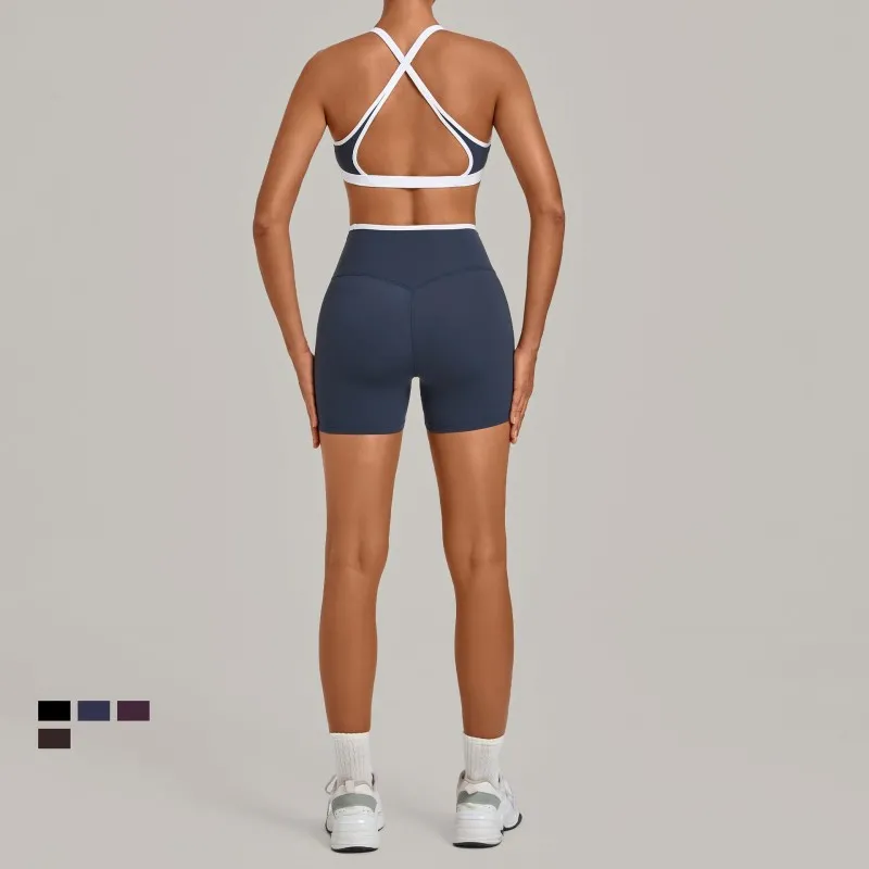 Women's Yoga Set Gym Shorts & Sport Bras Workout Breathable FGB9252+8102