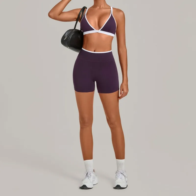 Women's Yoga Set Gym Shorts & Sport Bras Workout Breathable FGB9252+8102