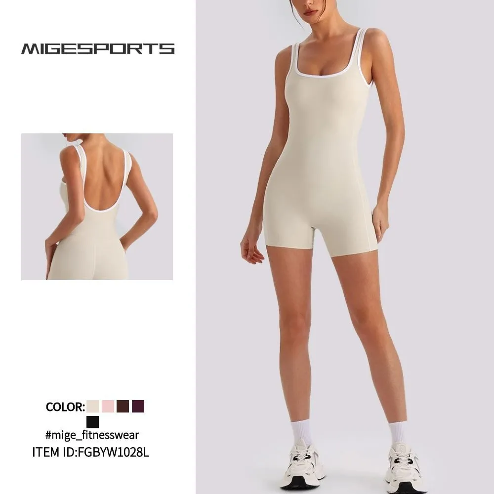 Women's Yoga Jumpsuit Backless Workout Spandex/Nylon Four-Way Stretch Quick Dry Tummy Control Butt Lifting One Piece Gym Suit FGYW1028L