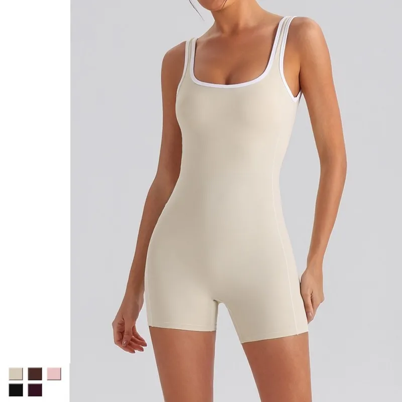 Women's Yoga Jumpsuit Backless Workout Spandex/Nylon Four-Way Stretch Quick Dry Tummy Control Butt Lifting One Piece Gym Suit FGYW1028L