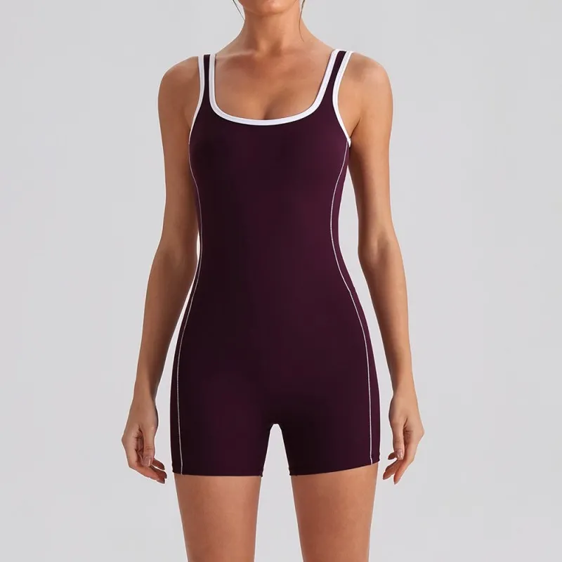 Women's Yoga Jumpsuit Backless Workout Spandex/Nylon Four-Way Stretch Quick Dry Tummy Control Butt Lifting One Piece Gym Suit FGYW1028L