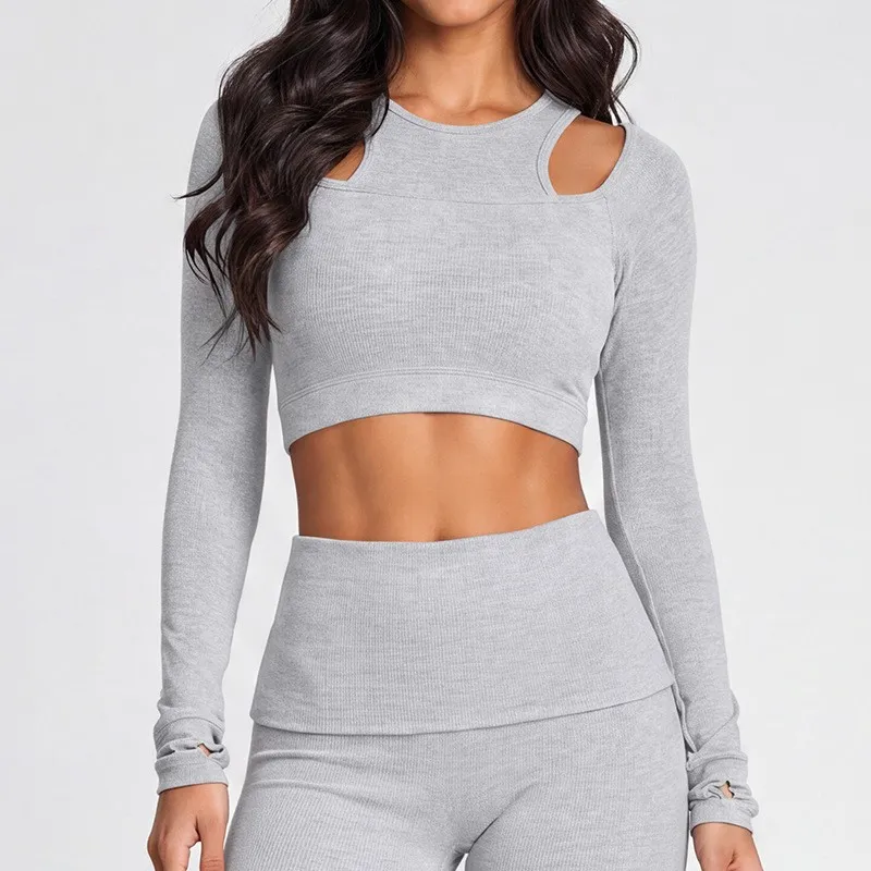 Grey long sleeves tops