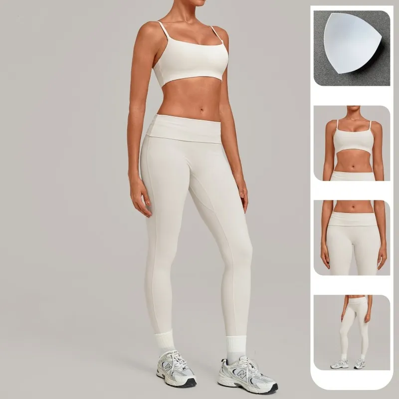 Women's Solid Sports Yoga Wear Bra Leggings Breathable Fitness 2- Piece Yoga Set Spandex/Nylon FGB1192+3301