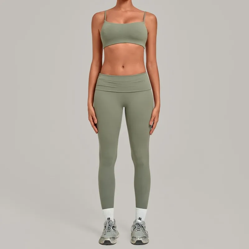 Women's Solid Sports Yoga Wear Bra Leggings Breathable Fitness 2- Piece Yoga Set Spandex/Nylon FGB1192+3301