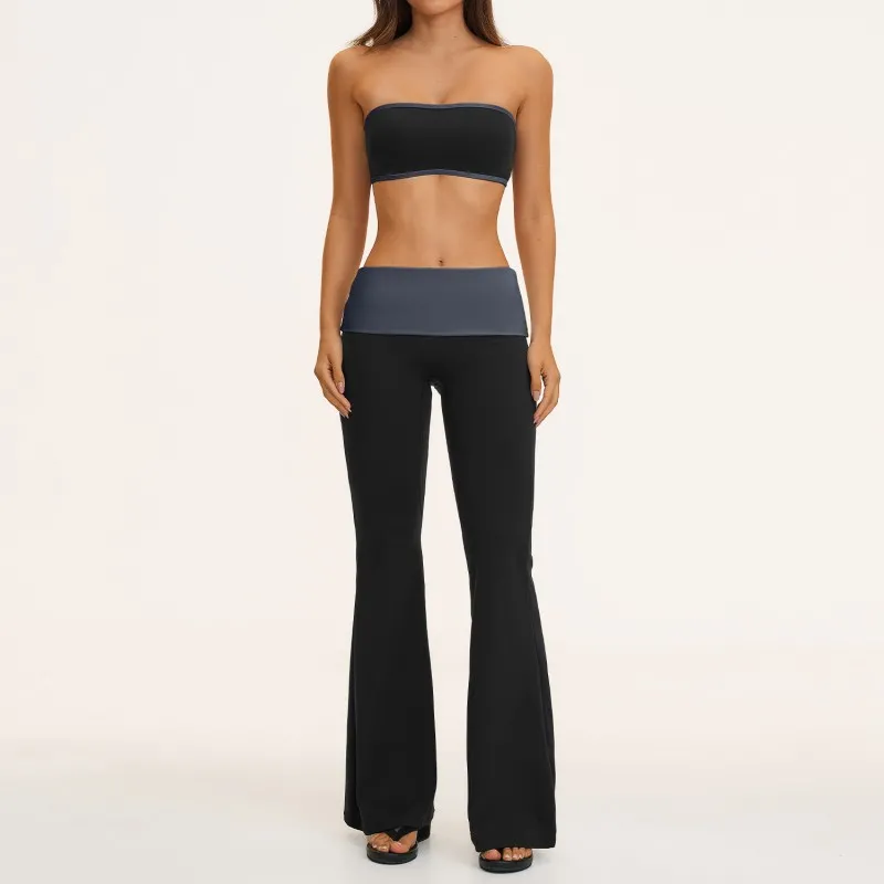New Arrivals Tube Top Singlets Shorts Flare Leggings 4 Piece Yoga Sets Nylon Women's Activewear Workout Sets for Women FGBTZ2570
