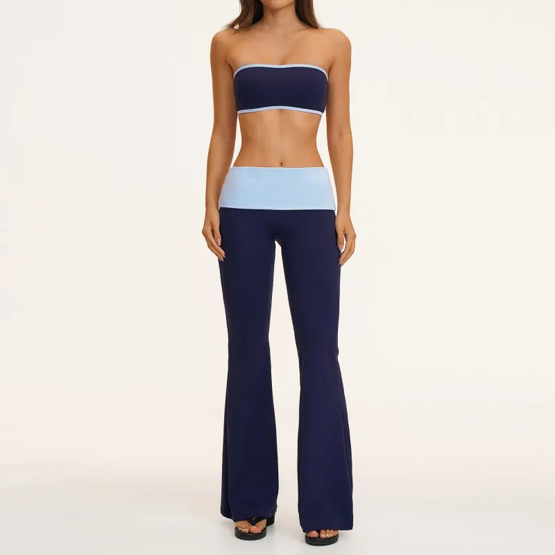 New Arrivals Tube Top Singlets Shorts Flare Leggings 4 Piece Yoga Sets Nylon Women's Activewear Workout Sets for Women FGBTZ2570