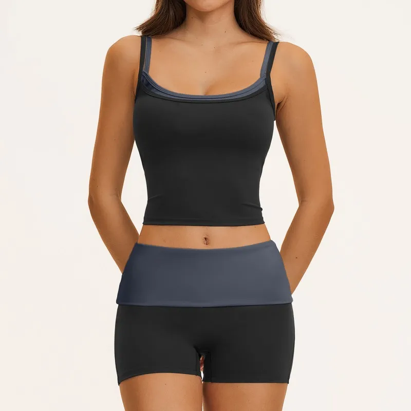 New Arrivals Tube Top Singlets Shorts Flare Leggings 4 Piece Yoga Sets Nylon Women's Activewear Workout Sets for Women FGBTZ2570