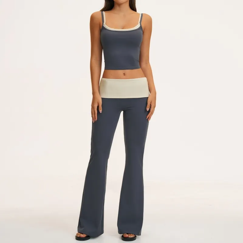 New Arrivals Tube Top Singlets Shorts Flare Leggings 4 Piece Yoga Sets Nylon Women's Activewear Workout Sets for Women FGBTZ2570