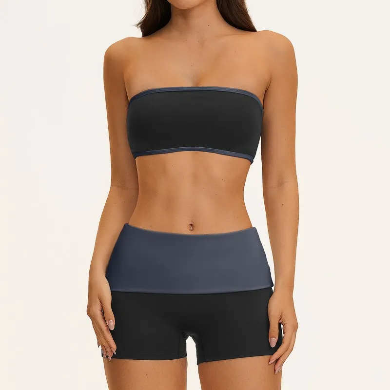 Black tube bra+shorts