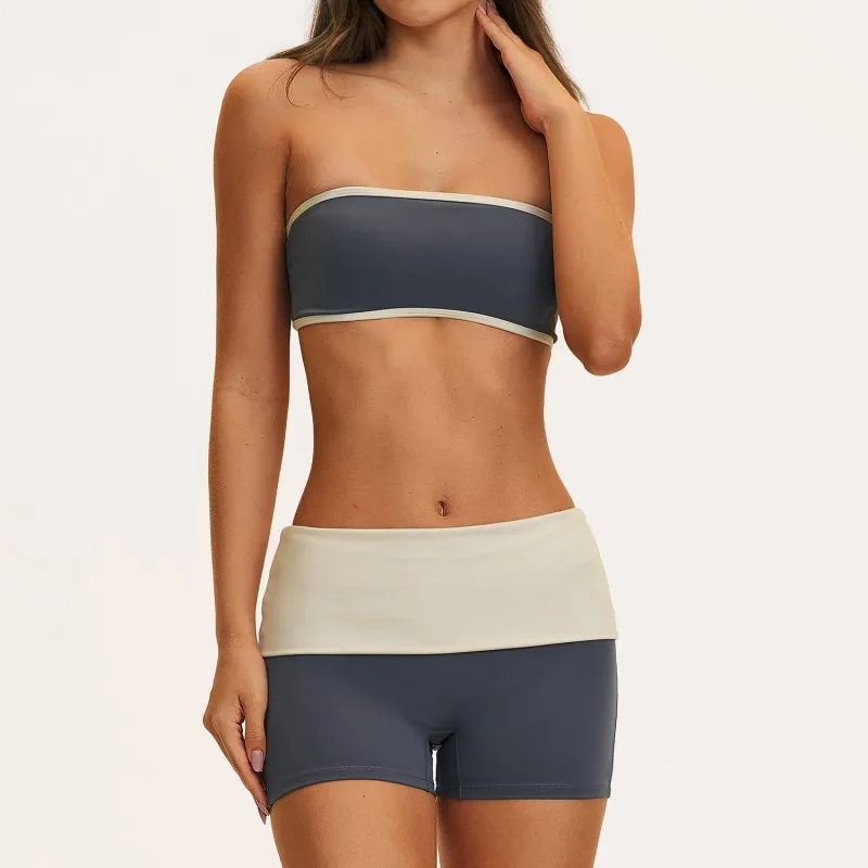 Grey tube bra+shorts