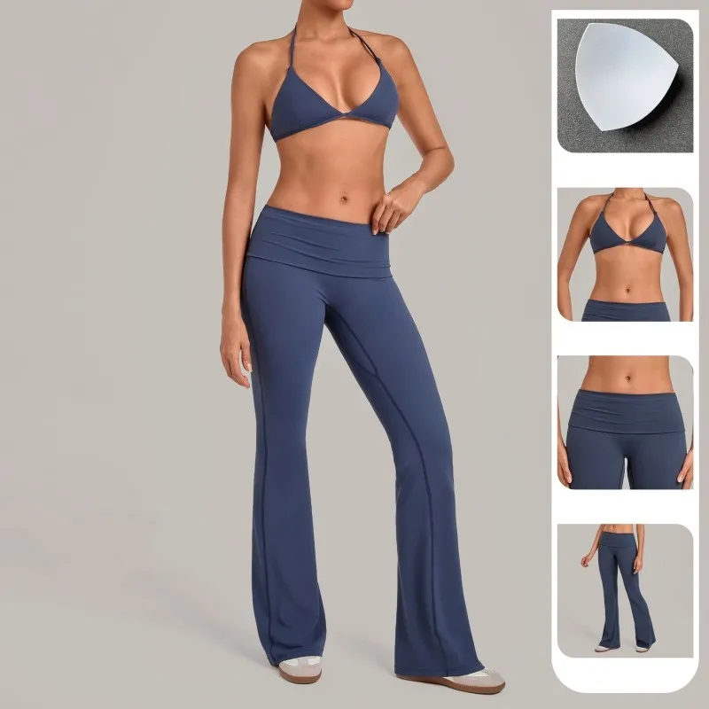 Yoga Fitness Workout Gym Active Sports Bra With Flare Leggings Set for Women FGB1221+2257