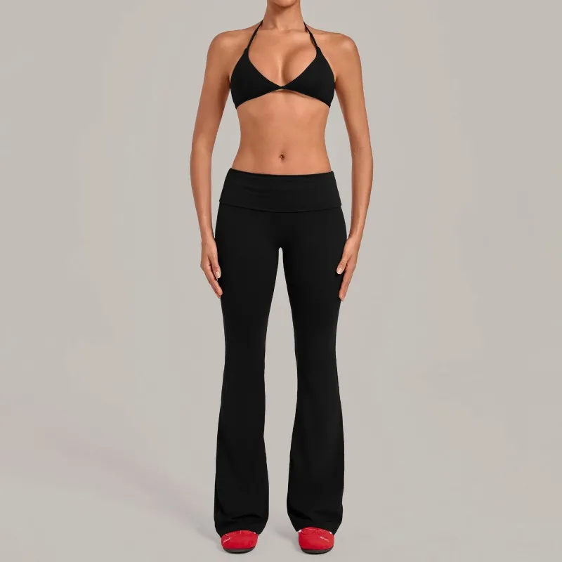 Yoga Fitness Workout Gym Active Sports Bra With Flare Leggings Set for Women FGB1221+2257