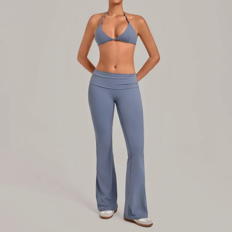 Yoga Fitness Workout Gym Active Sports Bra With Flare Leggings Set for Women FGB1221+2257