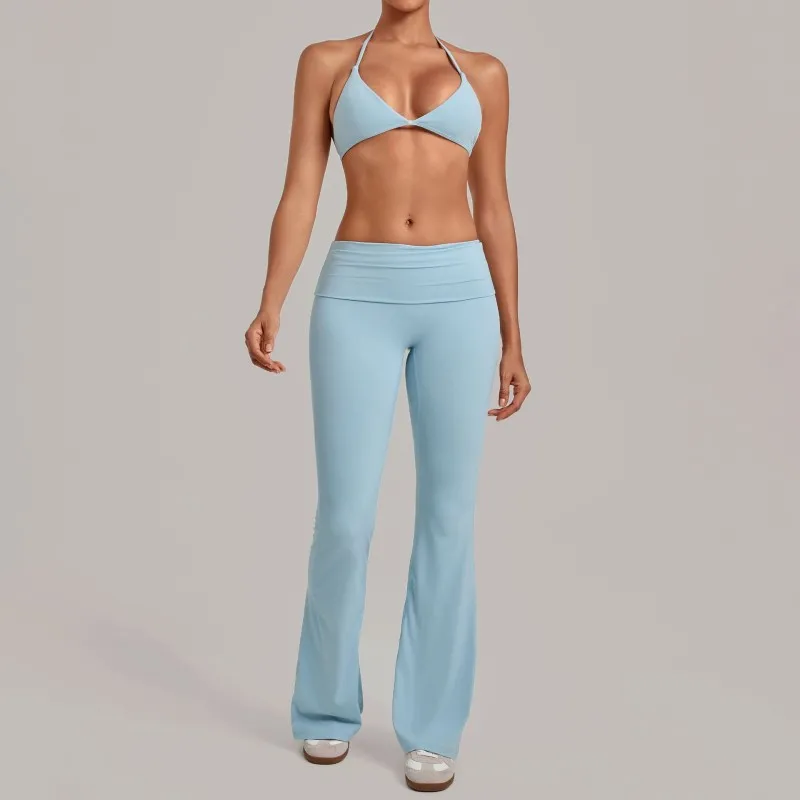 Yoga Fitness Workout Gym Active Sports Bra With Flare Leggings Set for Women FGB1221+2257