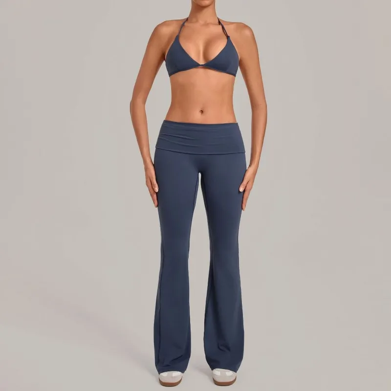 Yoga Fitness Workout Gym Active Sports Bra With Flare Leggings Set for Women FGB1221+2257