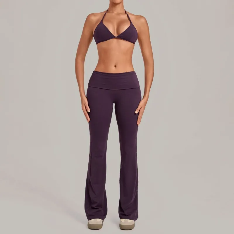 Grape bra+bell-bottom pants