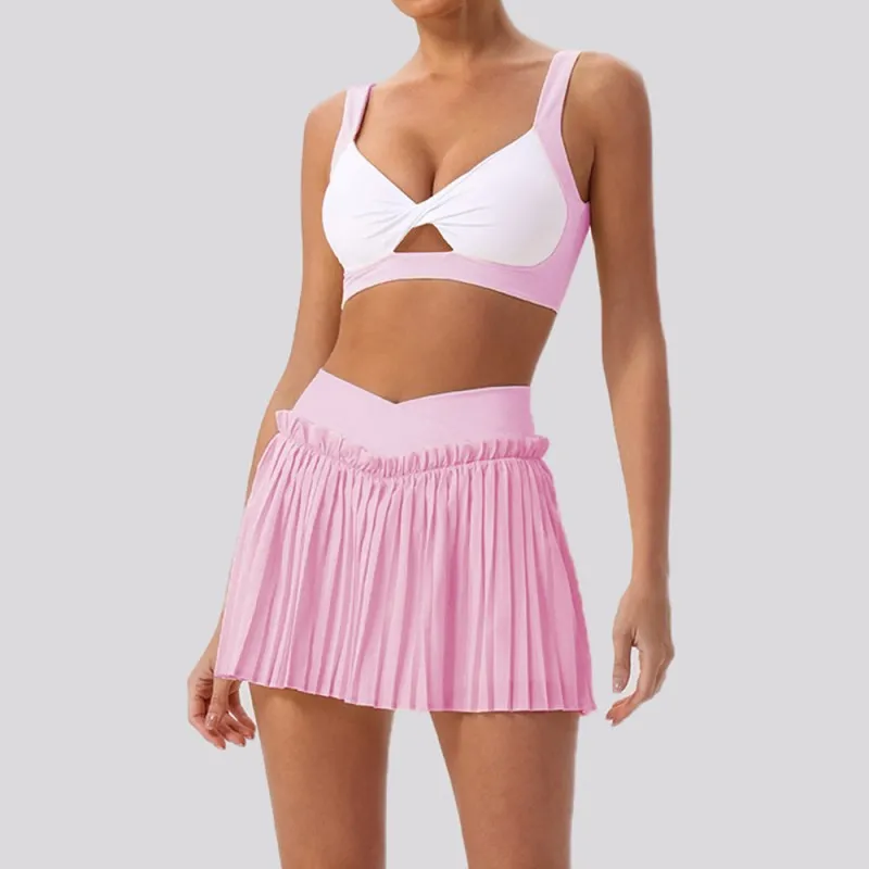 Breathable Skin Friendly Yoga Skirt Dress Set for Yoga Tennis Golf Outdoor Fitness Workout Running FGBYW606+KW471+YW608