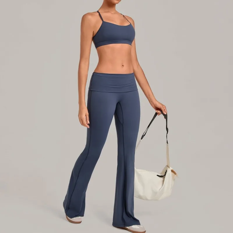 Quick Drying Breathable Yoga Sets Solid Color Gym Clothing Sports Yoga Bra Top 2-Piece FGB4686+2257