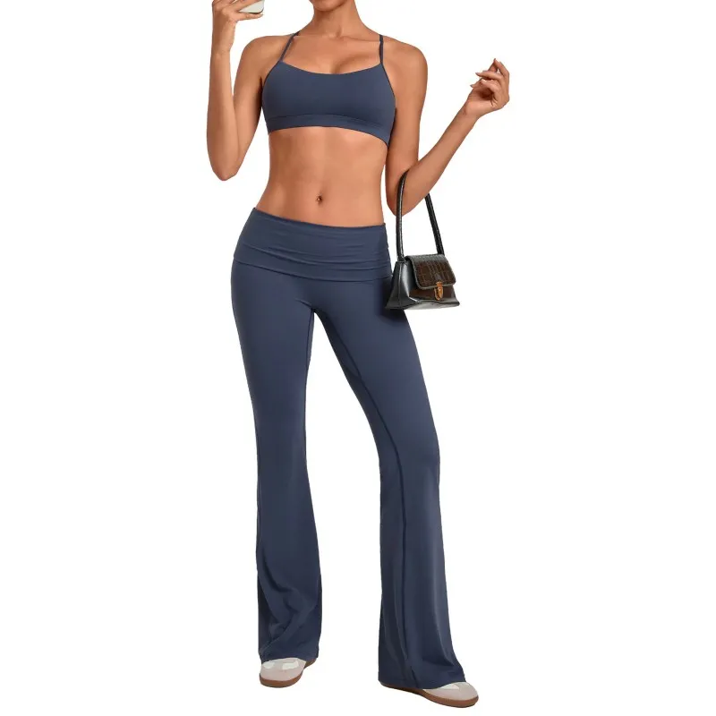 Quick Drying Breathable Yoga Sets Solid Color Gym Clothing Sports Yoga Bra Top 2-Piece FGB4686+2257