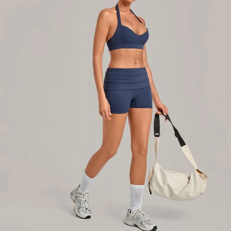 Gym Fitness Yoga Set Bra Shorts Women Quick Dry Outdoor Running Sportswear FGB7229+8402