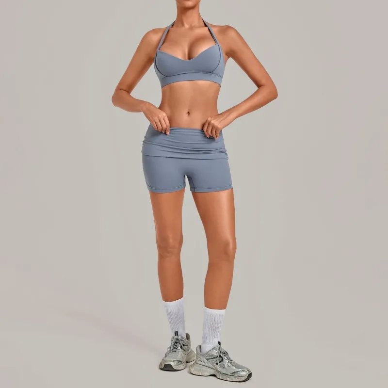 Grey-blue bra+shorts