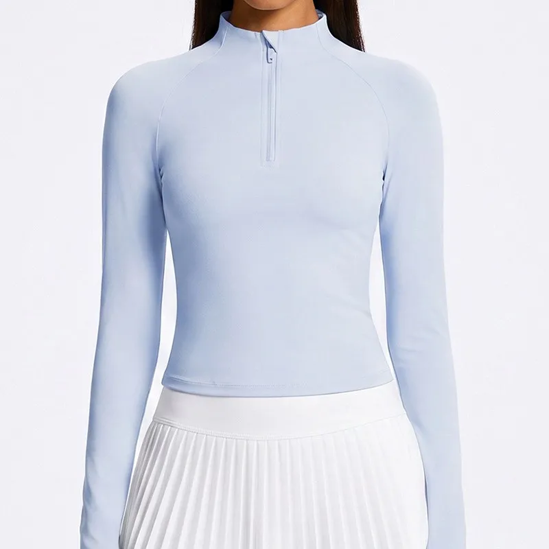 Baby blue long sleeves tops