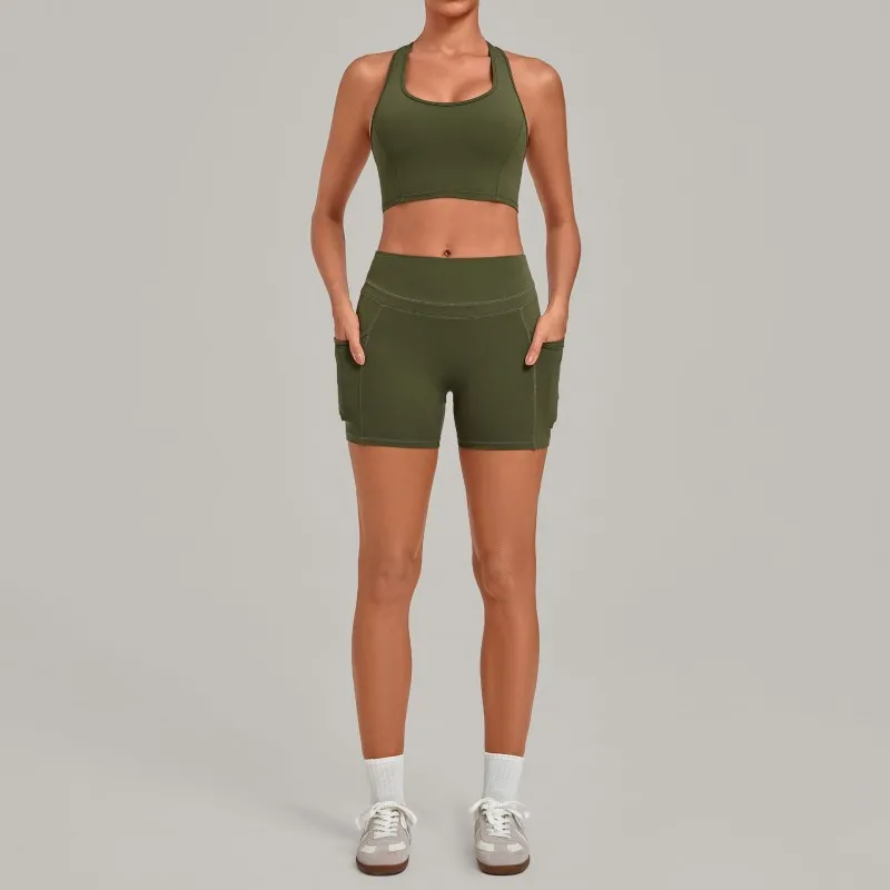 Olive bra+shorts