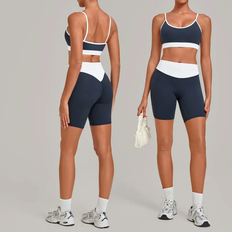 Yoga Set Women 2 Piece Outfit High Waist Shorts 4 Way Stretch Quick Dry Gym Fitness Wear FGB6211+5397