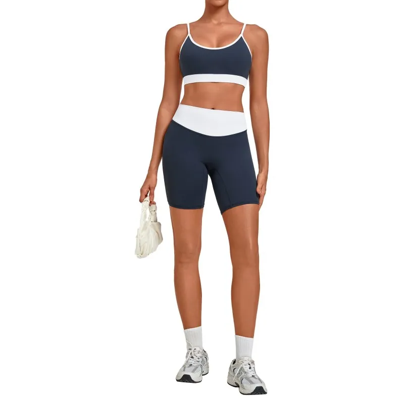 Yoga Set Women 2 Piece Outfit High Waist Shorts 4 Way Stretch Quick Dry Gym Fitness Wear FGB6211+5397