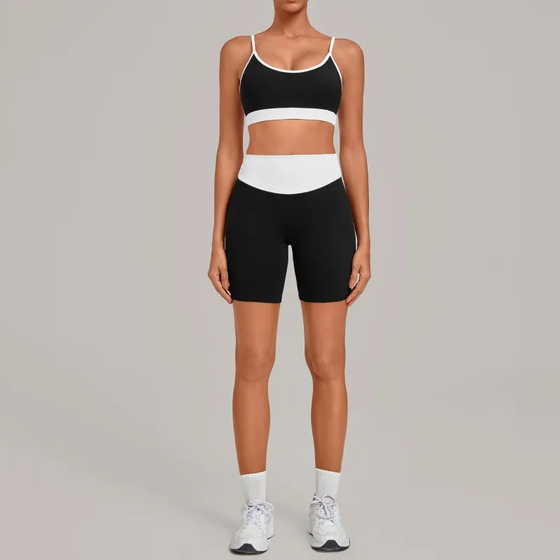 Yoga Set Women 2 Piece Outfit High Waist Shorts 4 Way Stretch Quick Dry Gym Fitness Wear FGB6211+5397