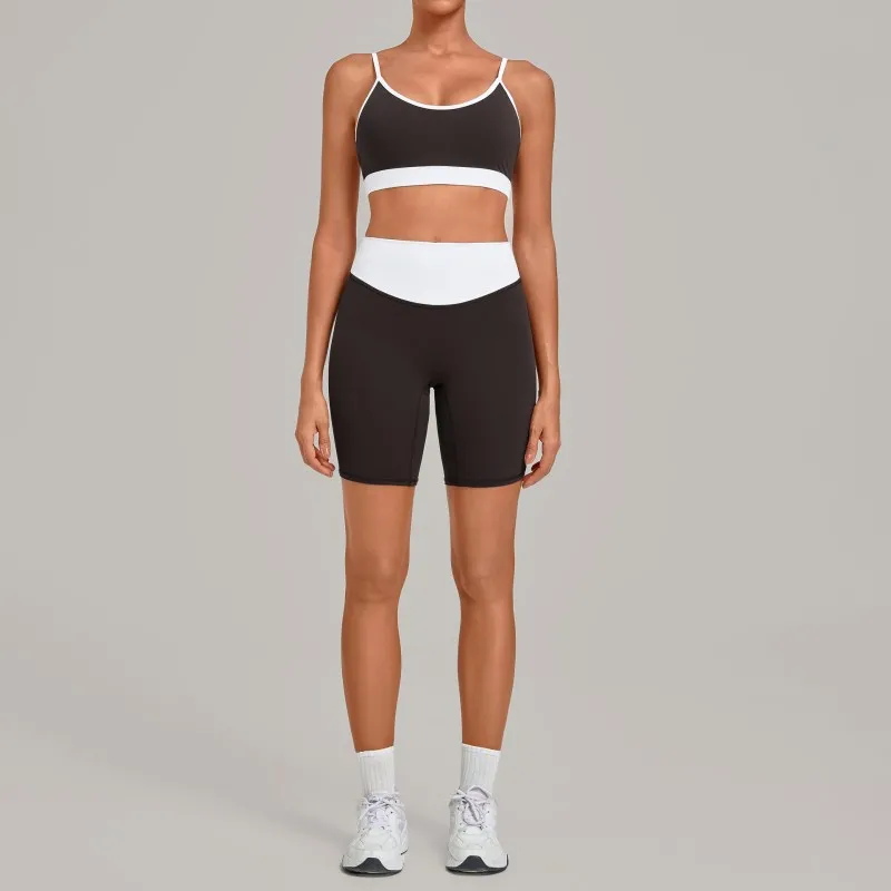 Yoga Set Women 2 Piece Outfit High Waist Shorts 4 Way Stretch Quick Dry Gym Fitness Wear FGB6211+5397