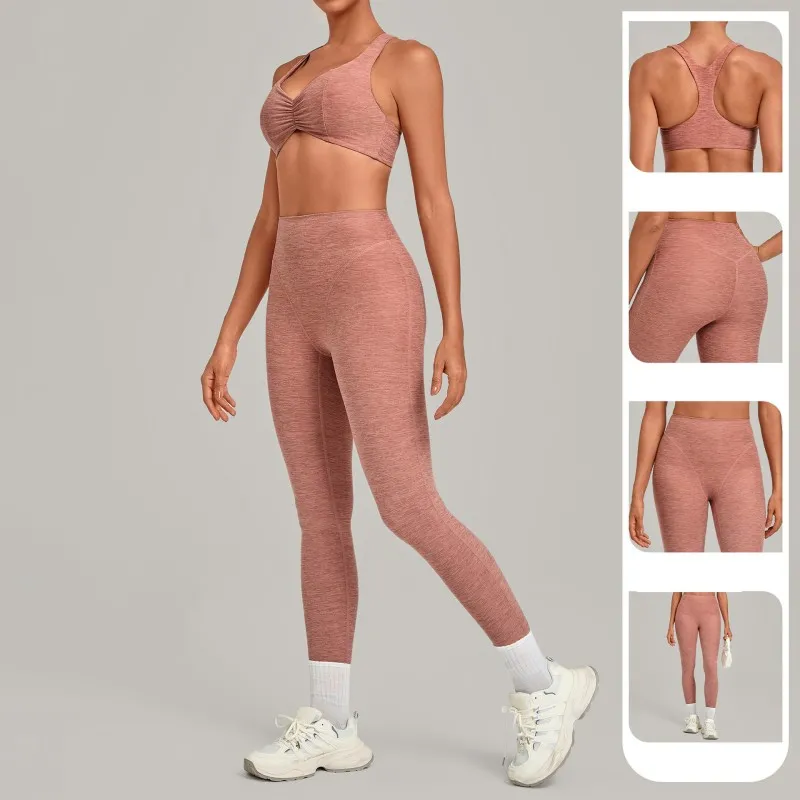 Women Fitness Wear Quick Dry Soft 4 Way Stretch Two Piece Yoga Set Bra High Waist Leggings FGB9291+1567