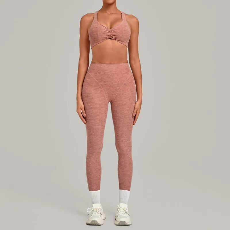 Women Fitness Wear Quick Dry Soft 4 Way Stretch Two Piece Yoga Set Bra High Waist Leggings FGB9291+1567