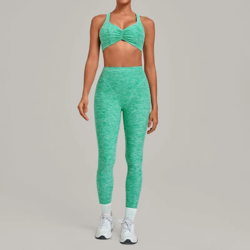 Women Fitness Wear Quick Dry Soft 4 Way Stretch Two Piece Yoga Set Bra High Waist Leggings FGB9291+1567