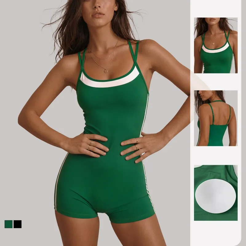 Women's Backless Yoga Workout Jumpsuit Shorts Lightweight Four-Way Stretch FGBYP26025