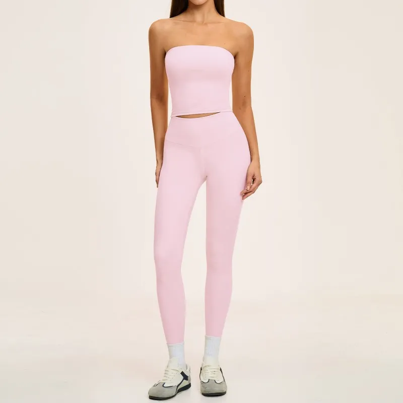 Light pink tube singlets+leggings
