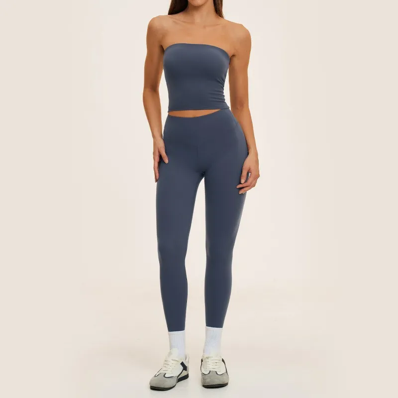 Slate blue tube singlets+leggings