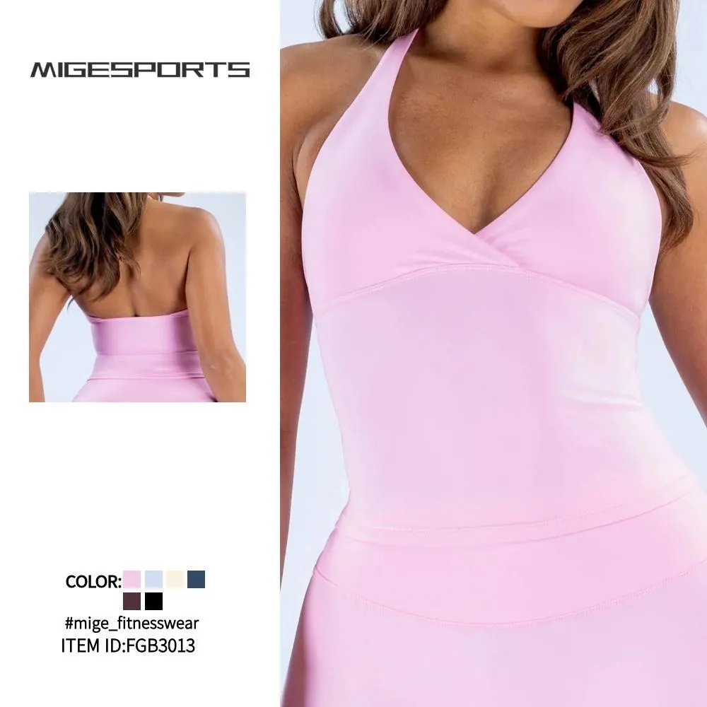 Strappy Top Singlets Sports Yoga Vest Women Fitness Tank Top Gym Open Back Bra Running Workout Halter FGBRXW3013
