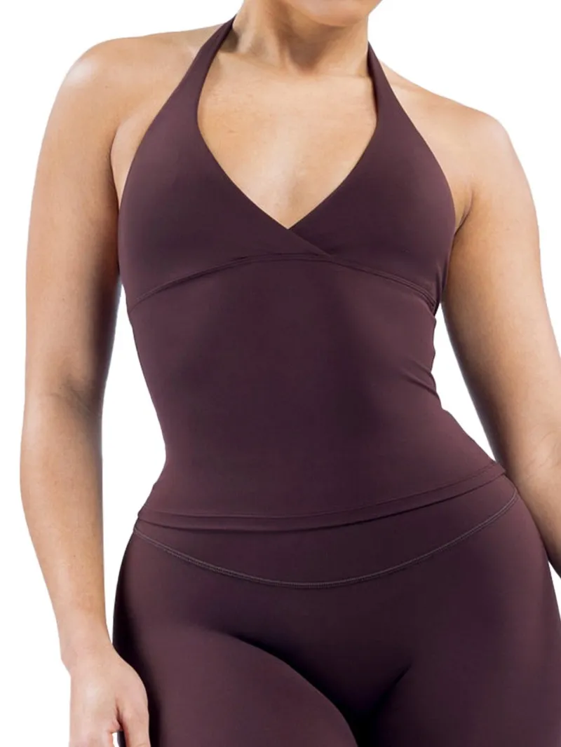 Strappy Top Singlets Sports Yoga Vest Women Fitness Tank Top Gym Open Back Bra Running Workout Halter FGBRXW3013