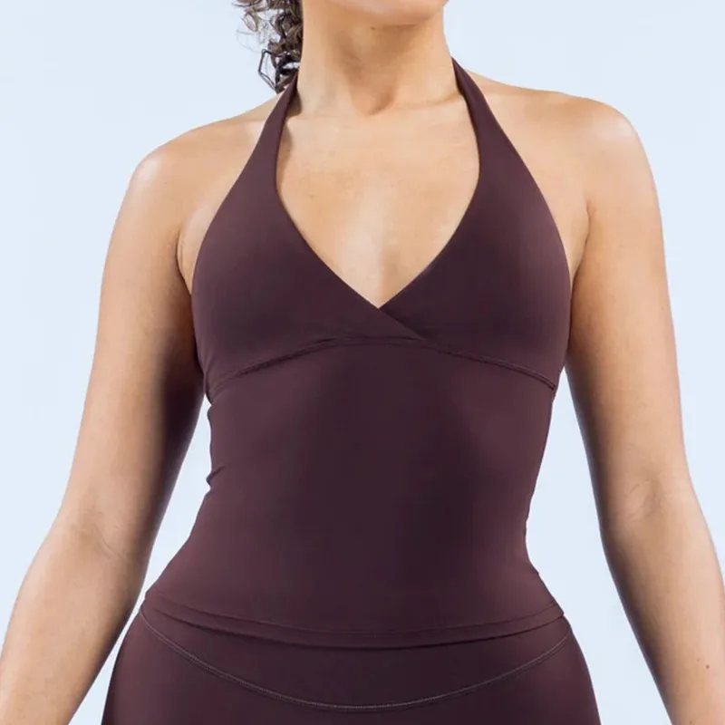 Strappy Top Singlets Sports Yoga Vest Women Fitness Tank Top Gym Open Back Bra Running Workout Halter FGBRXW3013
